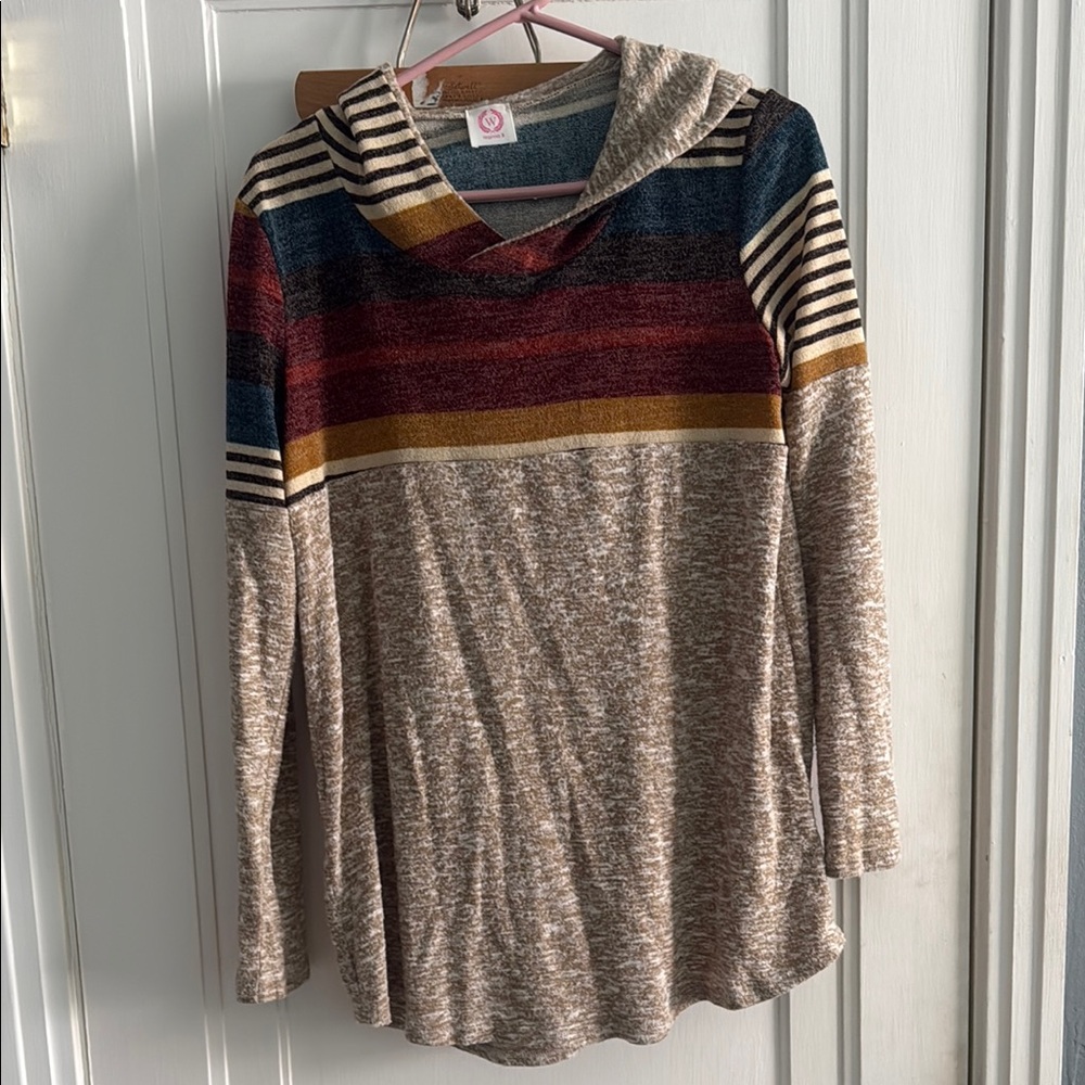 Striped Multicolor Hooded Sweatshirt